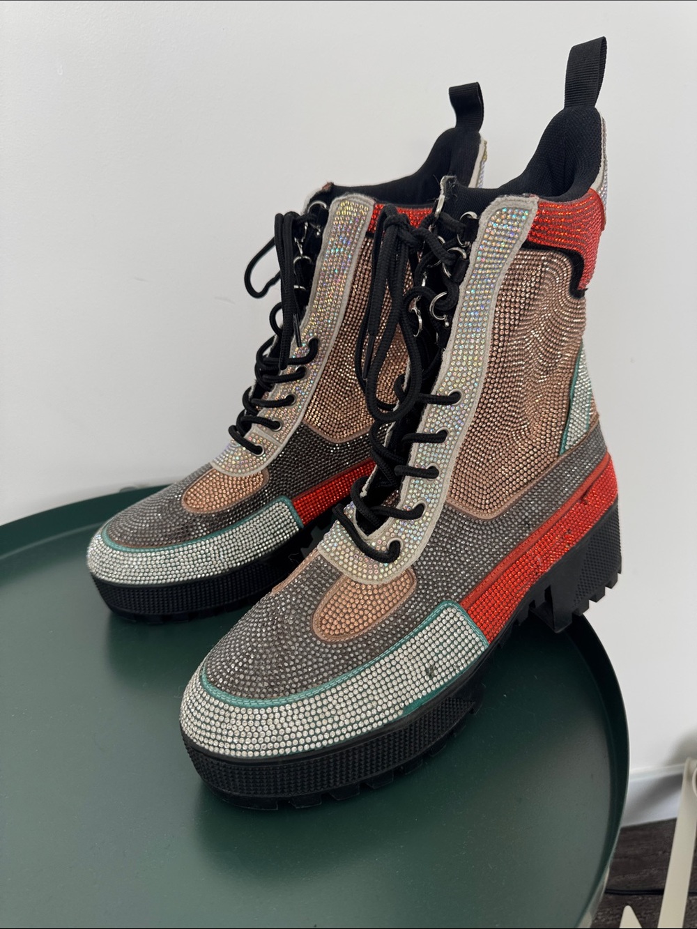 Cape Robbin Multi-Color Crystal Embellished Platform Boots - Festival Style